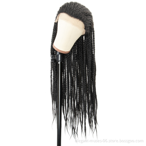 Crochet Micro Box Cornrow Braid Dreadlock Lace Frontal Wigs 100% Cheap Synthetic Fiber Hot Selling For Black Women Vendor